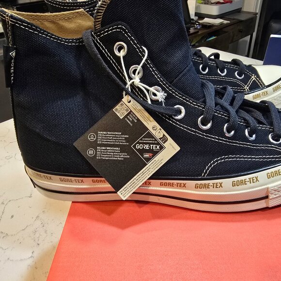 Men's Converse Chuck 70 Gore-Tex High Black Toadstool Tan Sneakers A08565C sz 10 - Picture 1 of 16